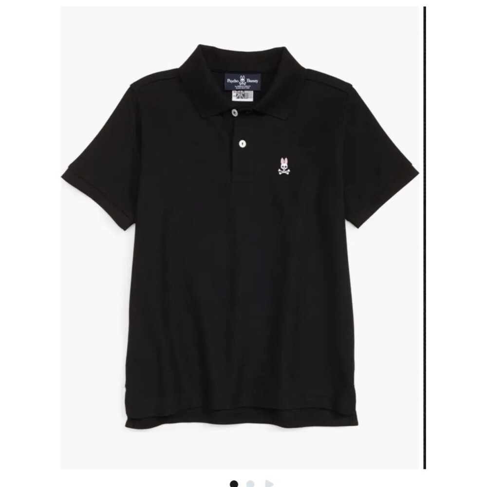 Psycho Bunny Men's Black Classic Polo Size 4 Small Bunny Logo